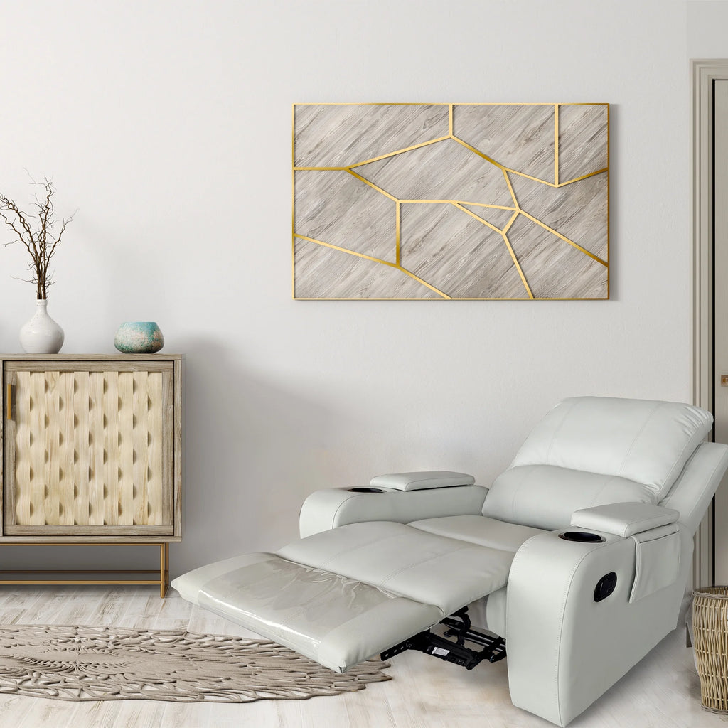 Gray PU Leather Recliner Chair with Storage T312812