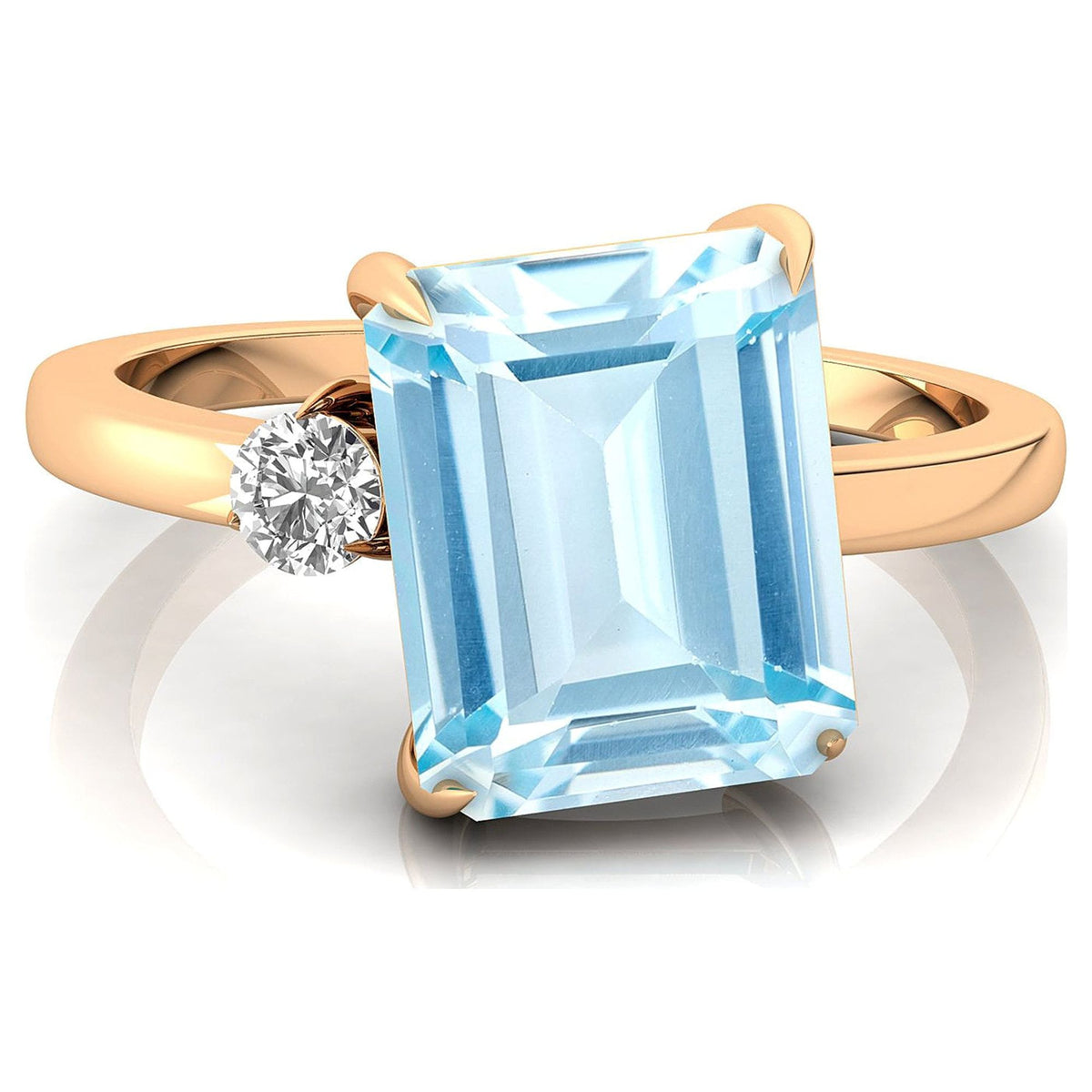 Aquamarine Diamond 14k Solid Gold Ring W23520