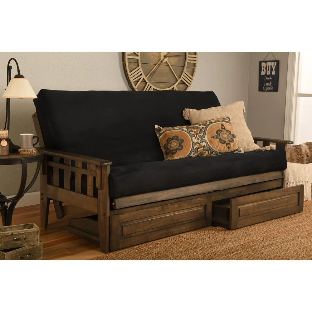 Black Suede Fabric Mattress Frame E393