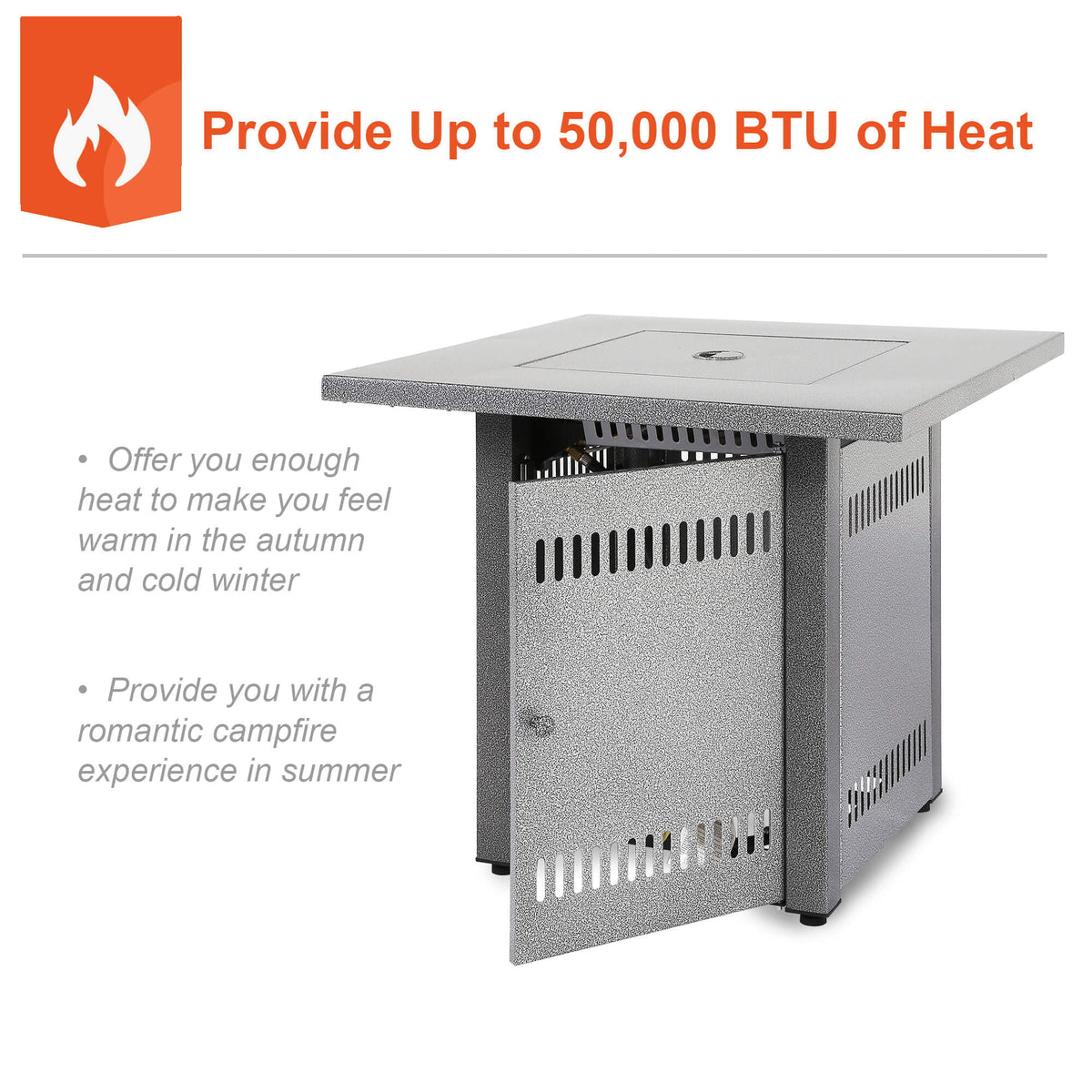 50000 BTU Propane Fire Pit Table with Lid & Lava Rocks H88929