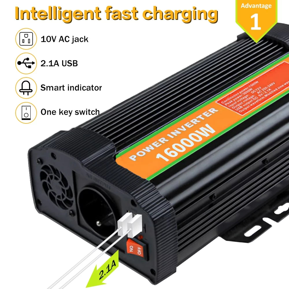 16000 Watts Power Inverter Converter DC 12V to AC 110V F4582