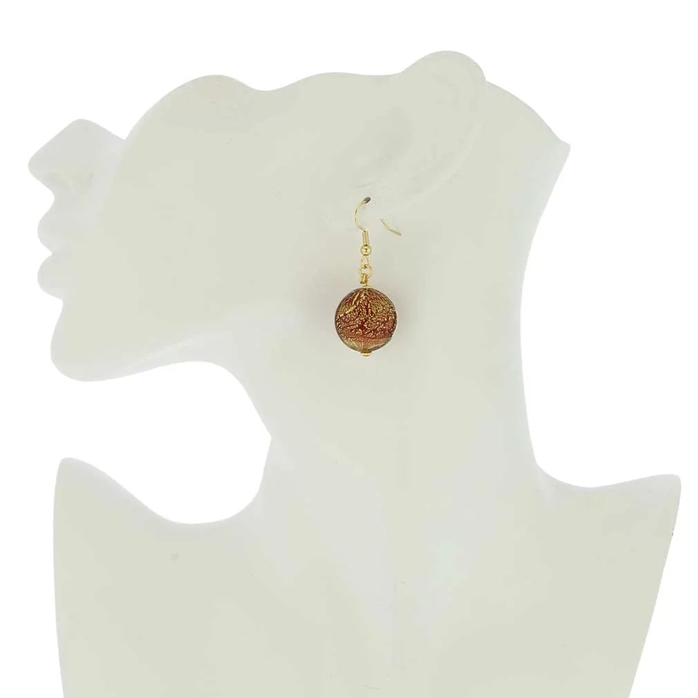 Murano Glass Earrings Ruby Red F628168