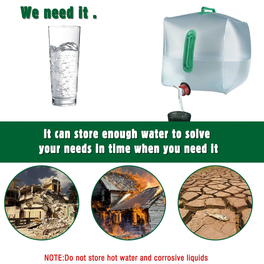 Collapsible Water Container With Spigot 2.6-5.2 Gallon Camping Water Storage Jug N481251