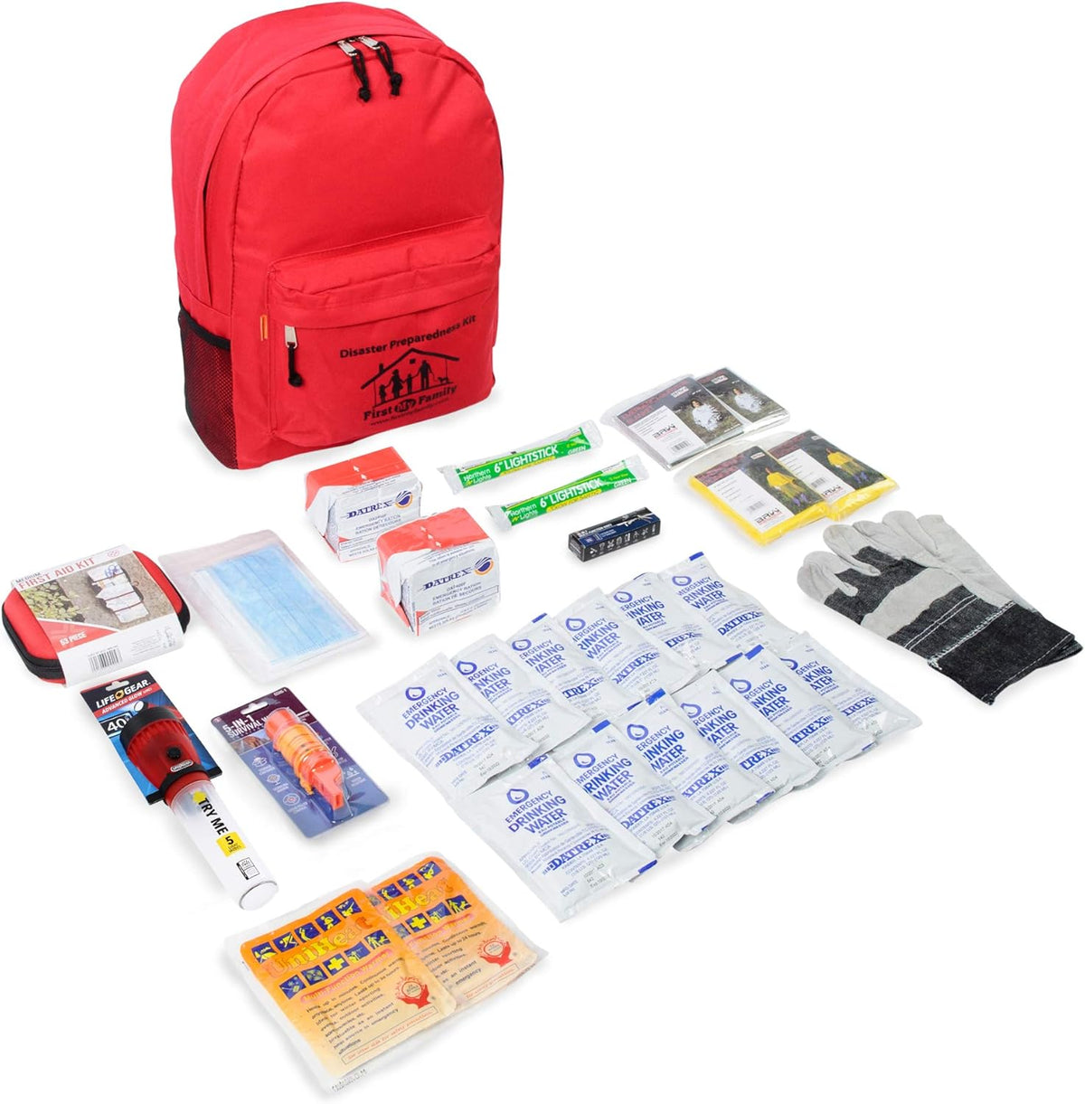72 Hour Emergency Survival Kit in Red Backpack W169870