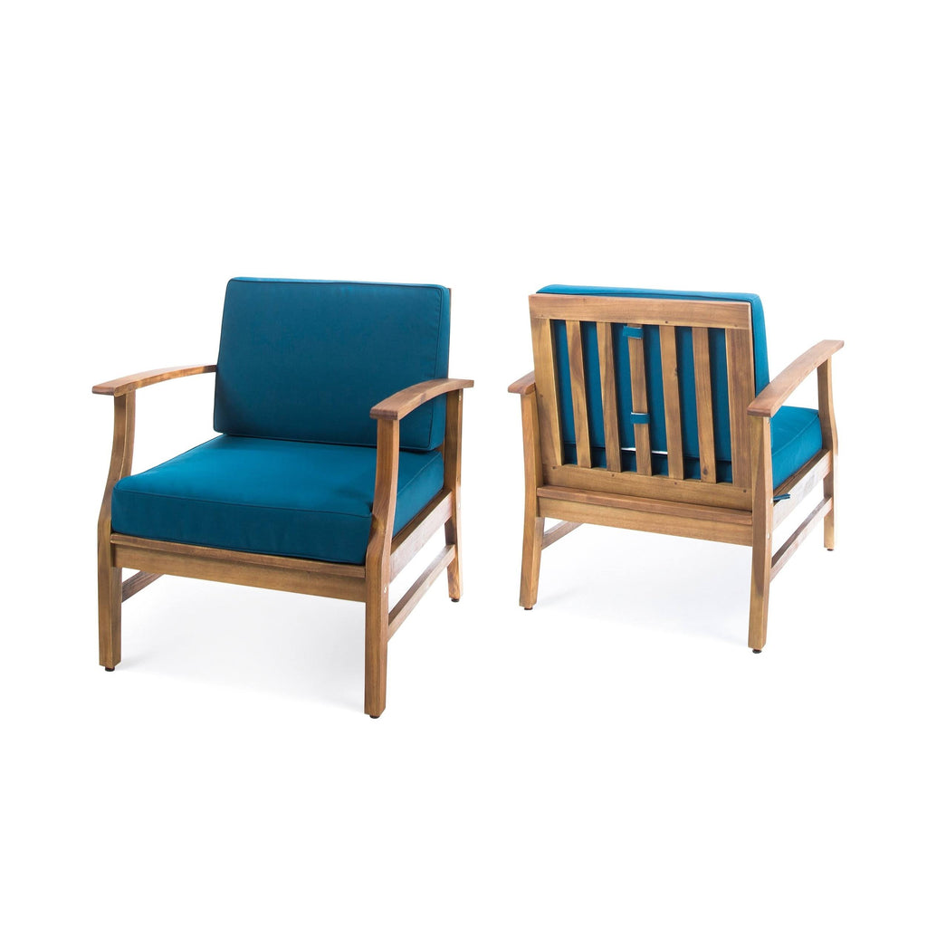Outdoor Teak Finished Acacia Wood Club Chairs Q19591