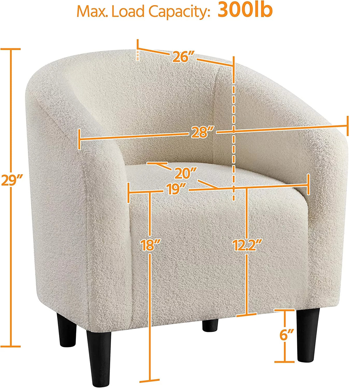Ivory Faux Fur Barrel Chair I685