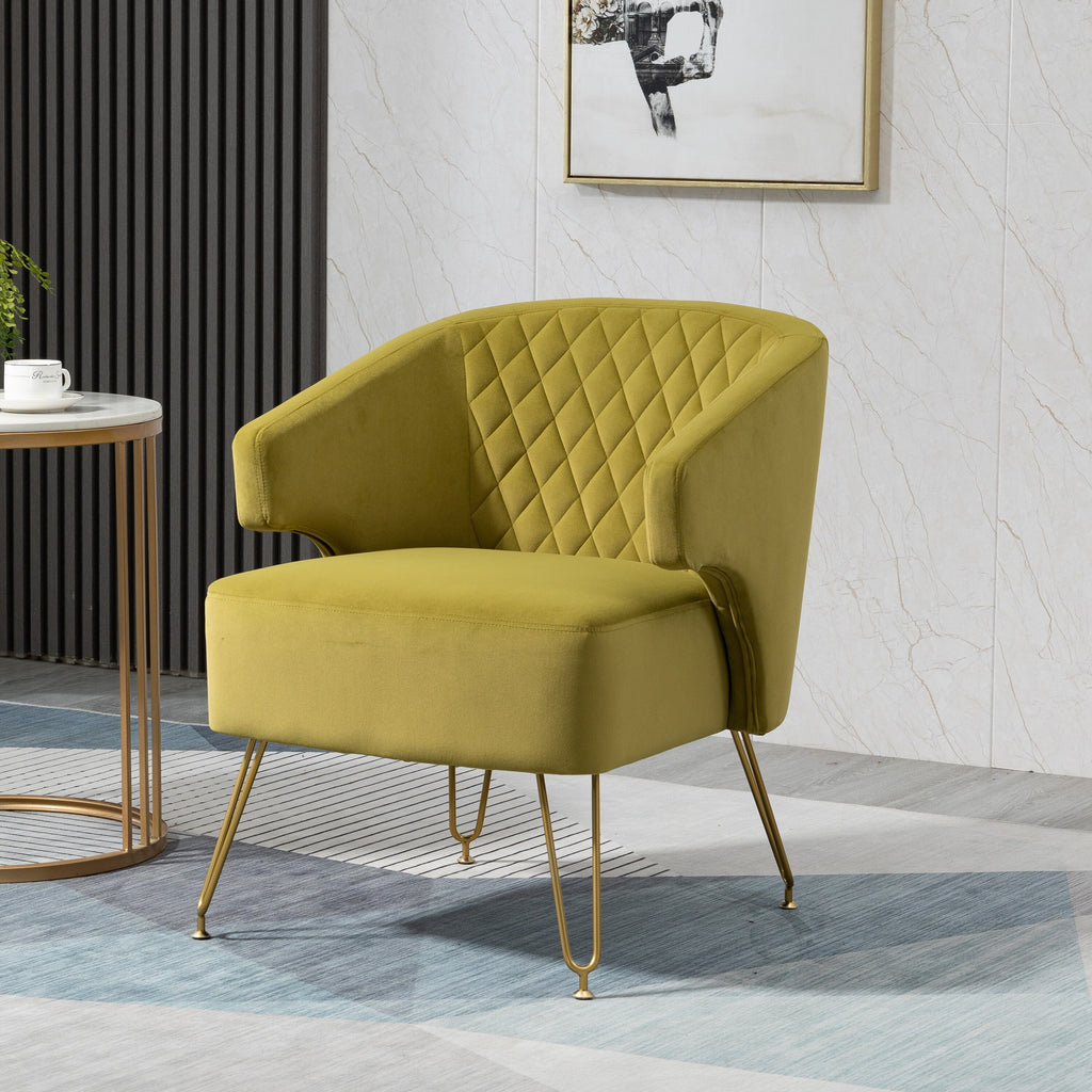 Mustard Velvet Tufted Accent Chair H743807