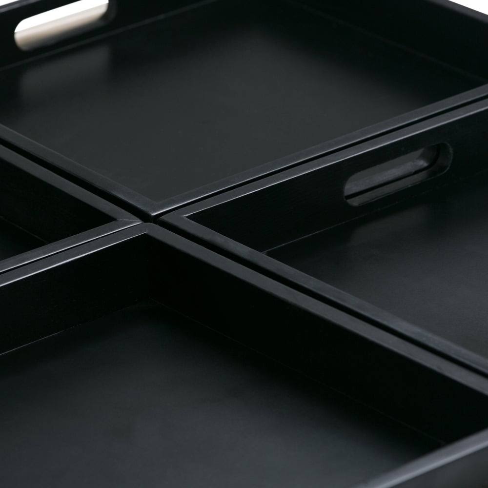 Distressed Black Square Table Ottoman M10605