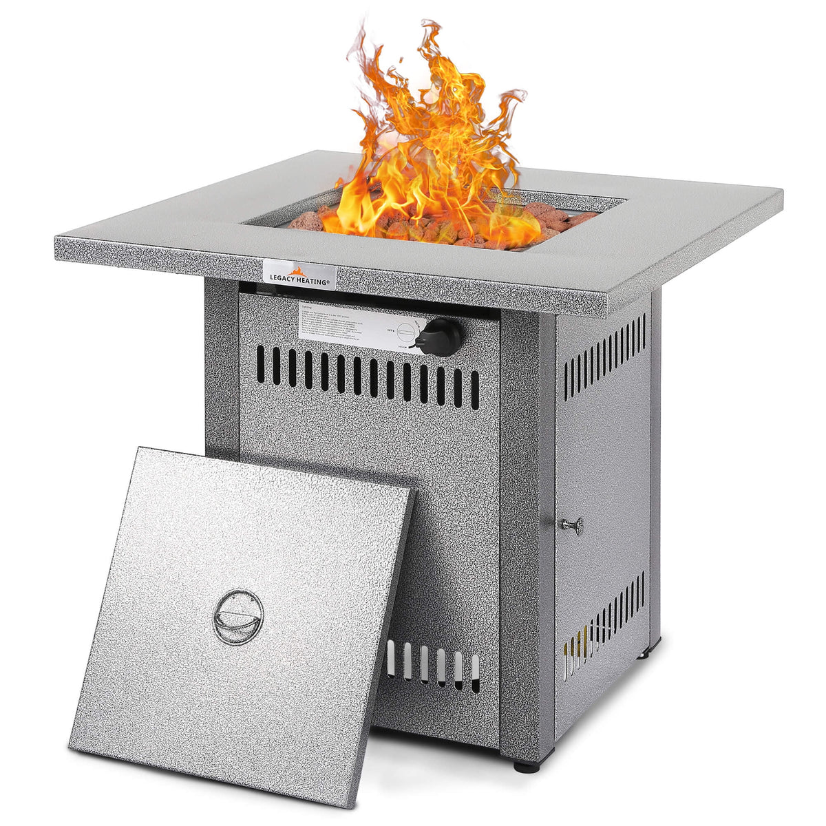 50000 BTU Propane Fire Pit Table with Lid & Lava Rocks H88929