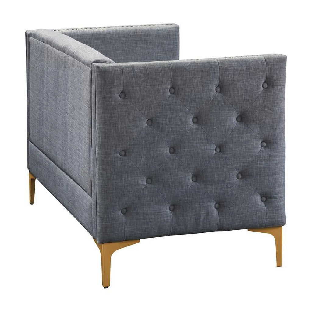 Light Gray Tufted Fabric Loveseat G95322