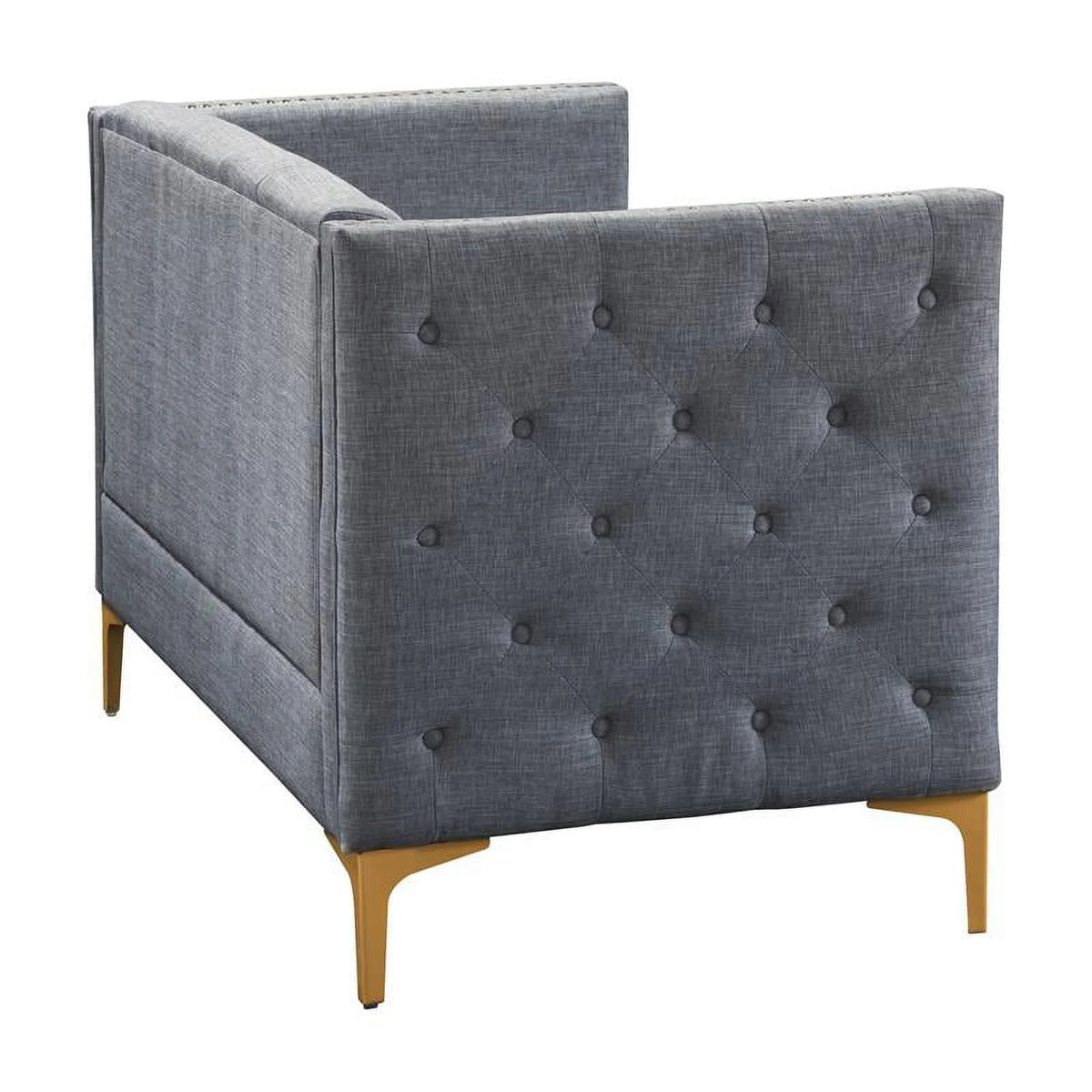Light Gray Tufted Fabric Loveseat G95322