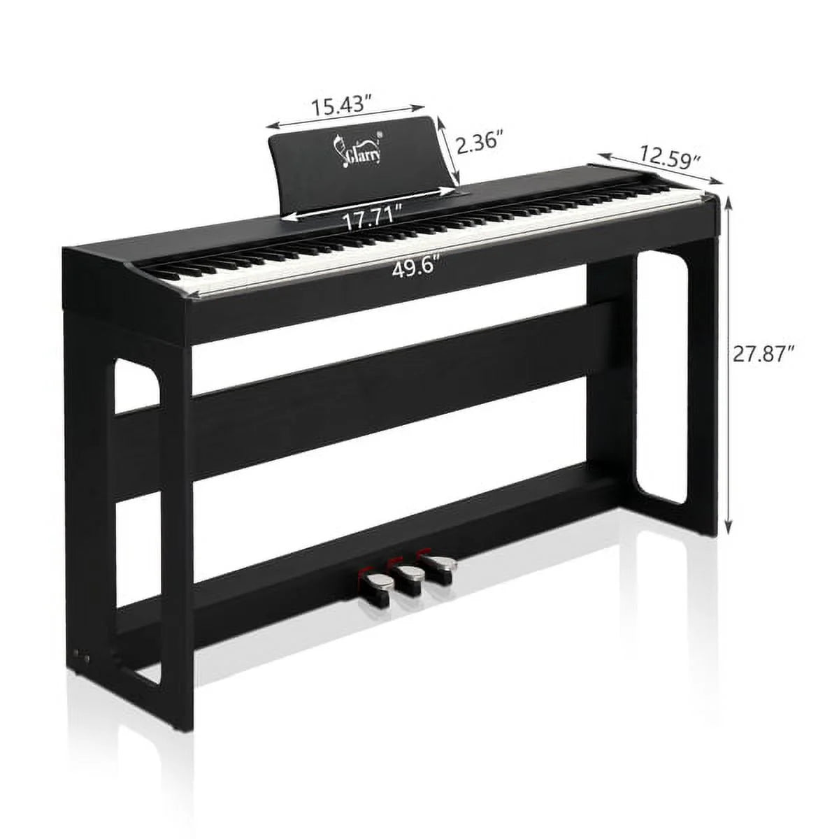 88 Keys Full Weighted Digital Piano with Furniture Stand, Power Adapter, Triple Pedals, Headphone Black M819
