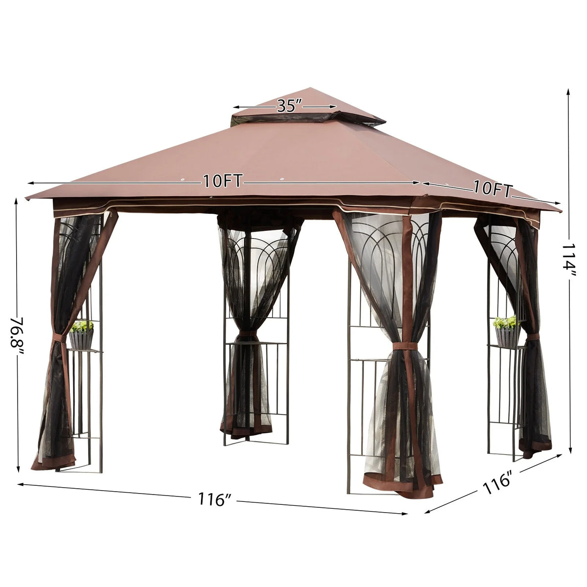 10x10 Outdoor Gazebo Double Soft-top Canopy Tent B6136