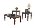 Faux Marble 3-Piece Table Set with Coffee Table and 2 End Tables, Dark Brown W82745