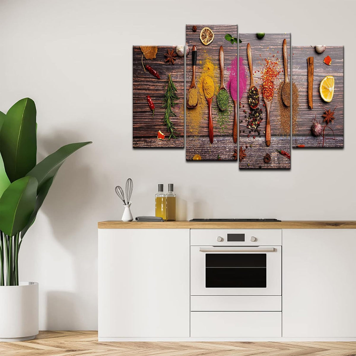 4 Pieces Framed Kitchen Canvas Wall Art O95478