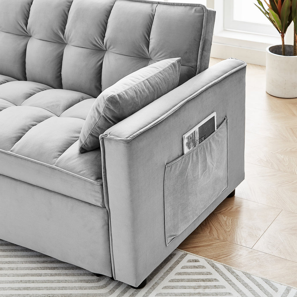 Black Velvet 3 in 1 Sleeper Sofa Bed V1345