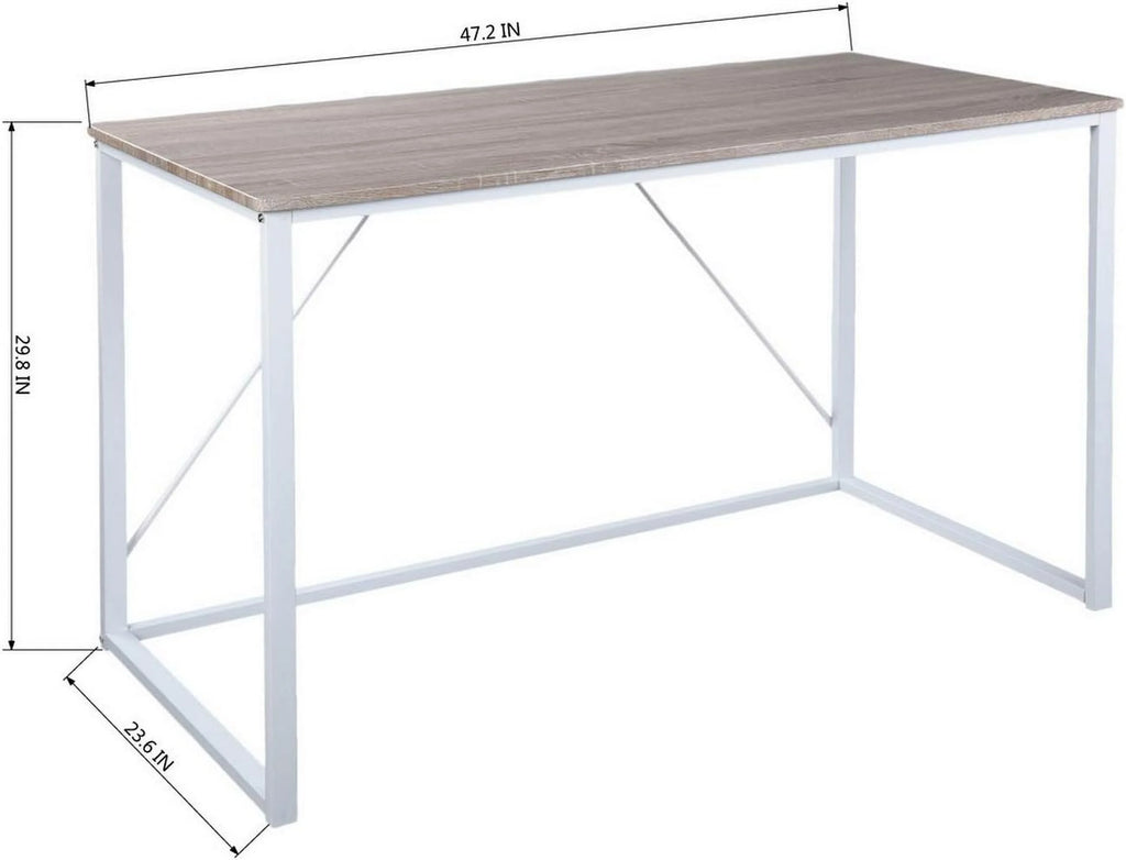47.2 Inch Light Brown and White Computer Desk with Metal Frame U909