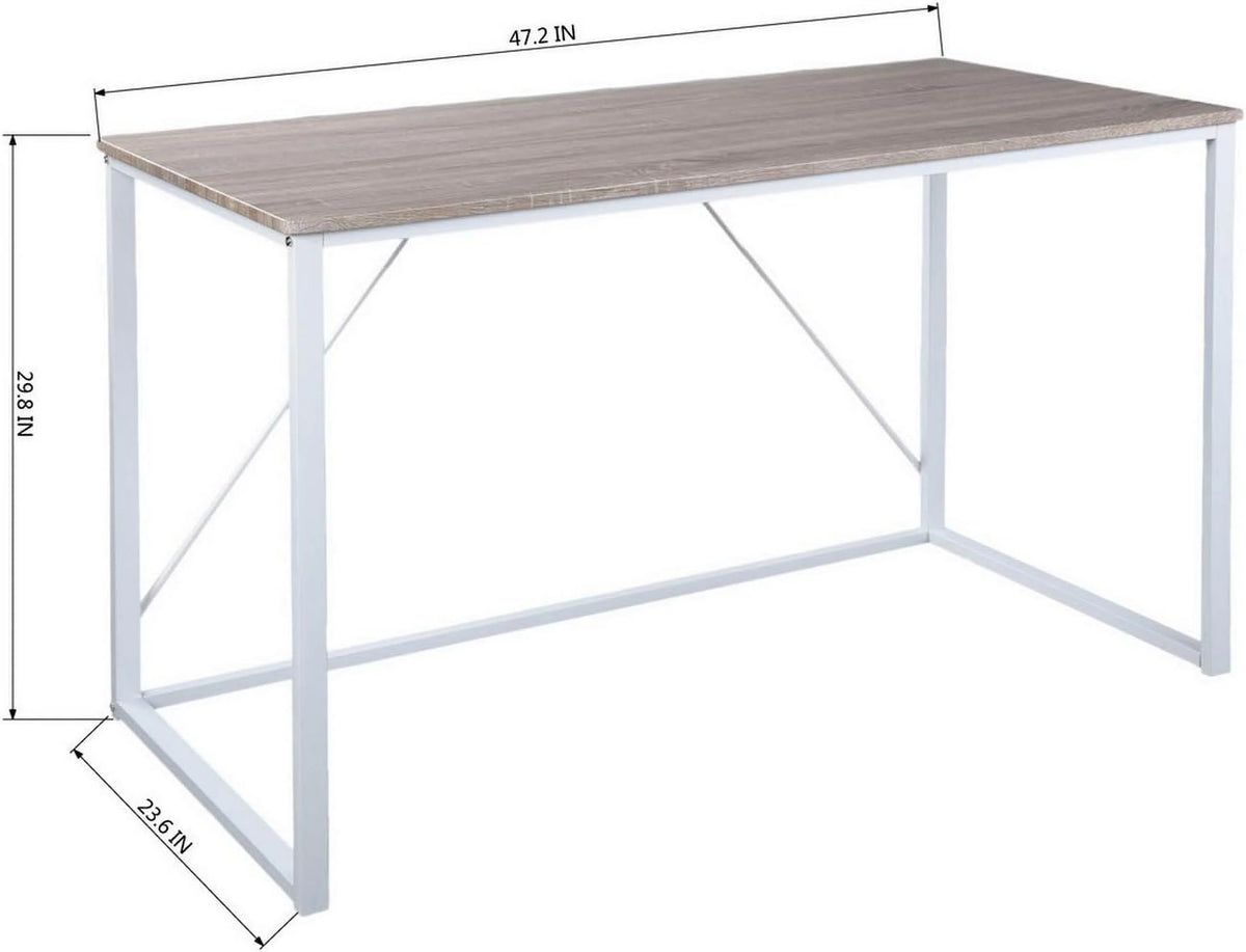 47.2 Inch Light Brown and White Computer Desk with Metal Frame U909