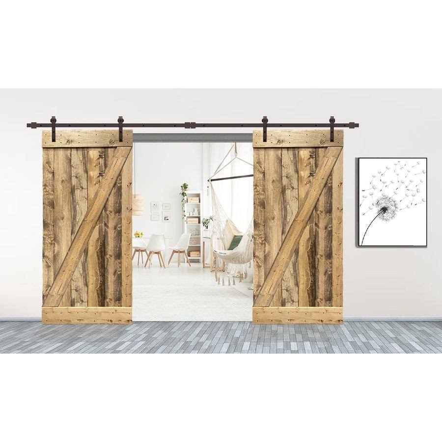 Stained Z Bar Double Barn Door with Hardware Kit B3618