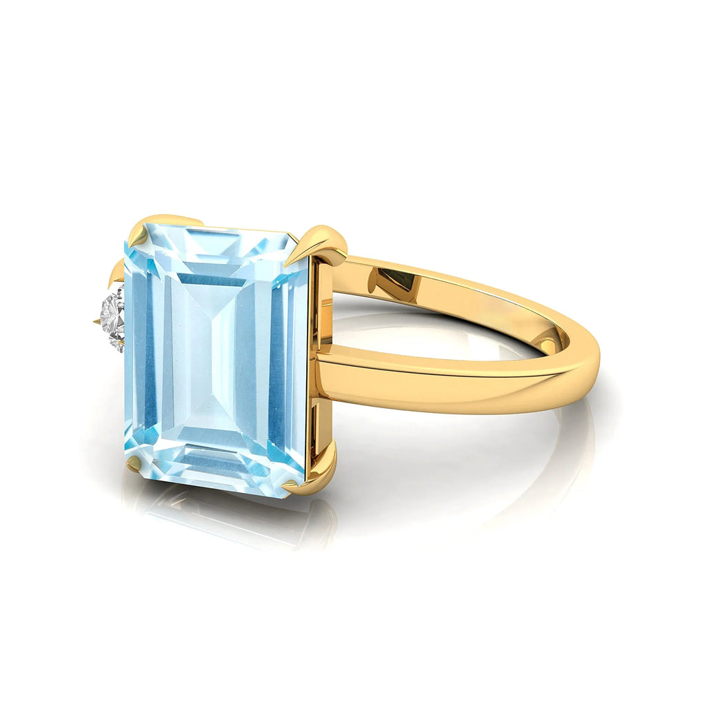 Aquamarine Diamond 14k Solid Gold Ring W23520