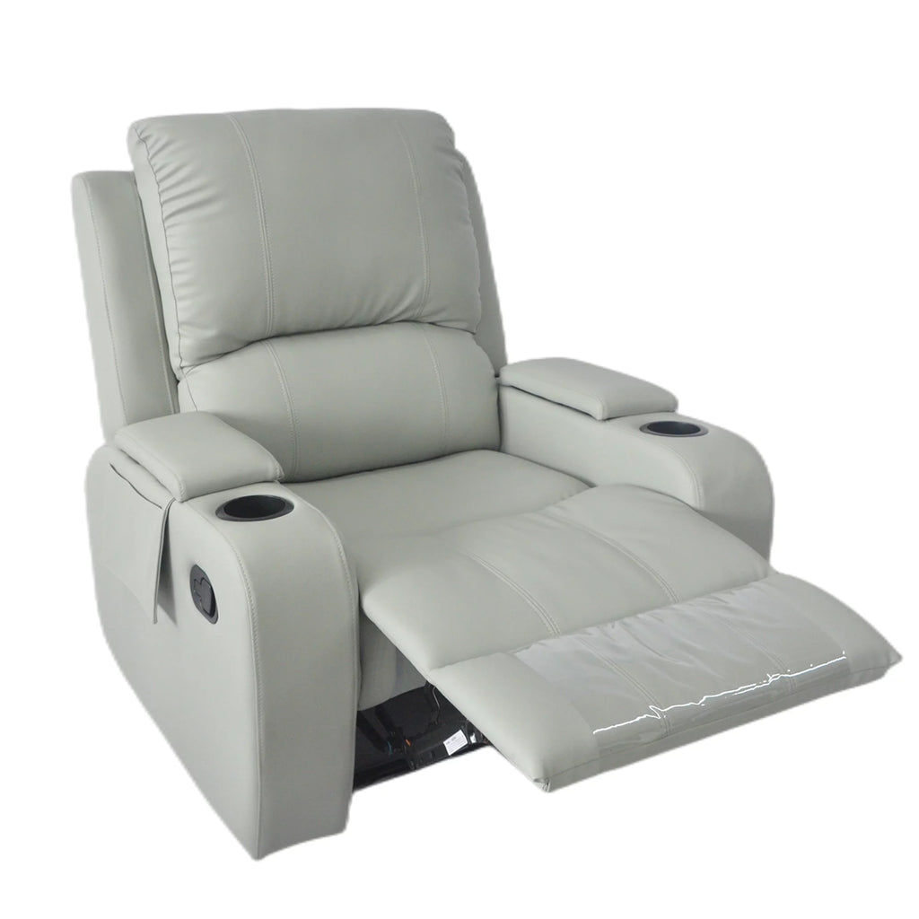 Gray PU Leather Recliner Chair with Storage T312812