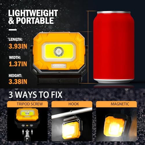 2Pack 1200LM COB LED Rechargeable Magnetic Work Light O740