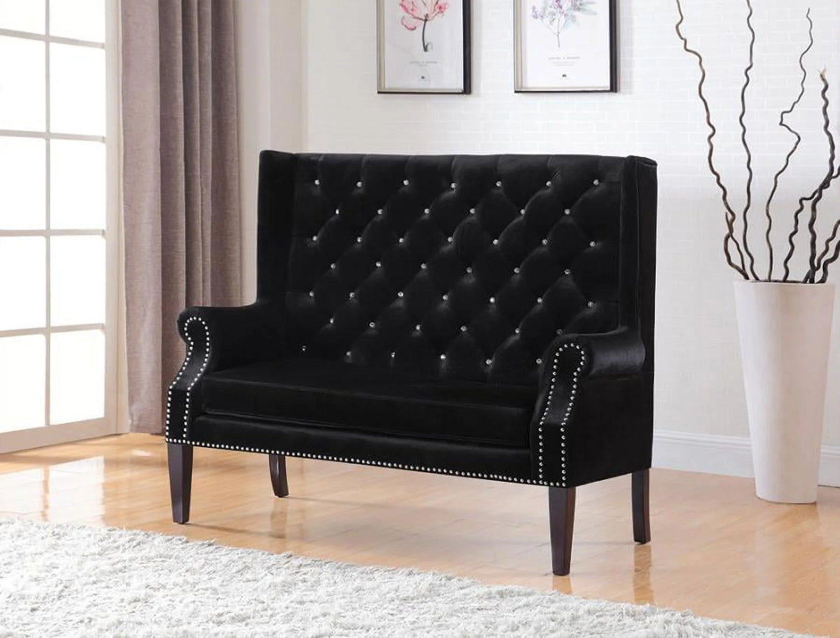 Black Tufted Back Settee R802