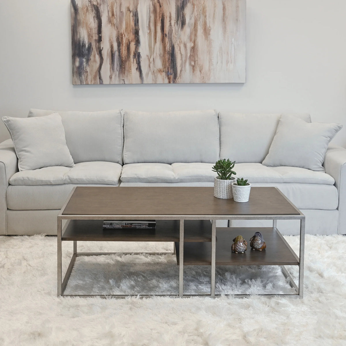 Wood Metal Coffee Table with Shelf A567631