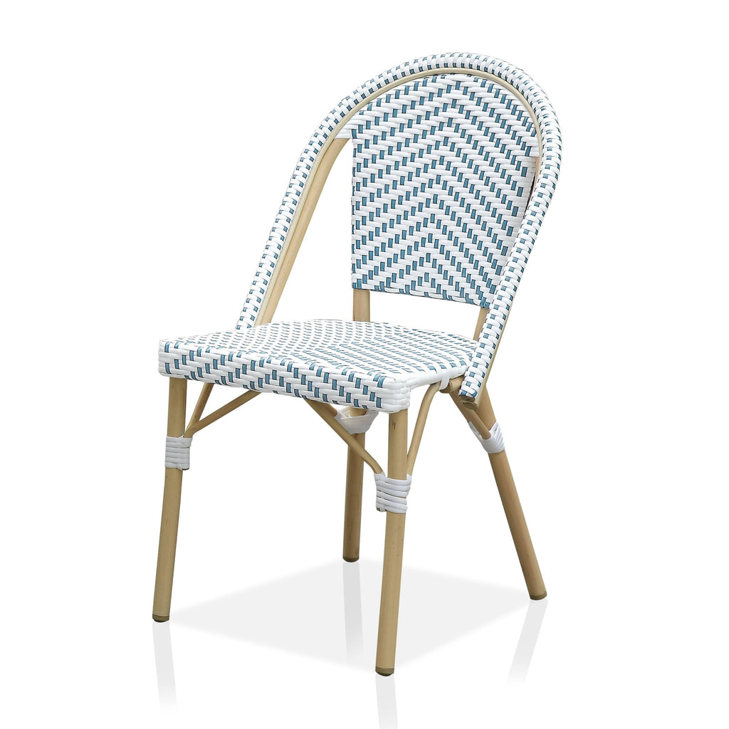 Natural Tone Patio Bistro Chairs (Set of 2) - Blue & White X385