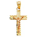 14K Two Tone Gold Jesus Crucifix Cross Pendant Q118080