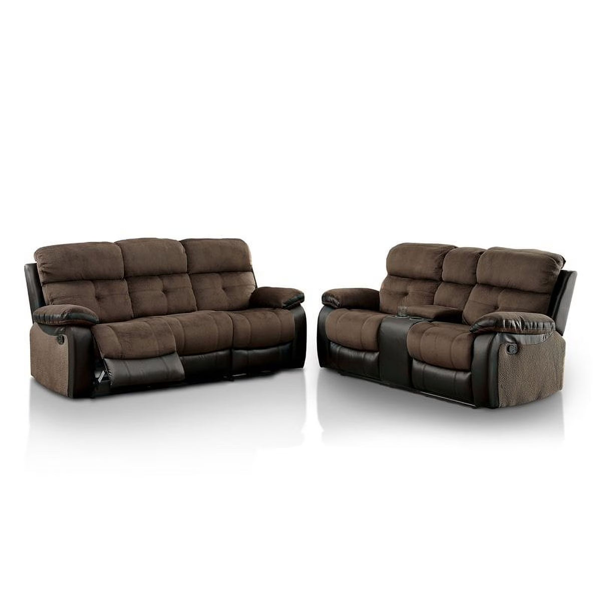 Faux Leather 2-Piece Sofa Set in Brown and Black N35409
