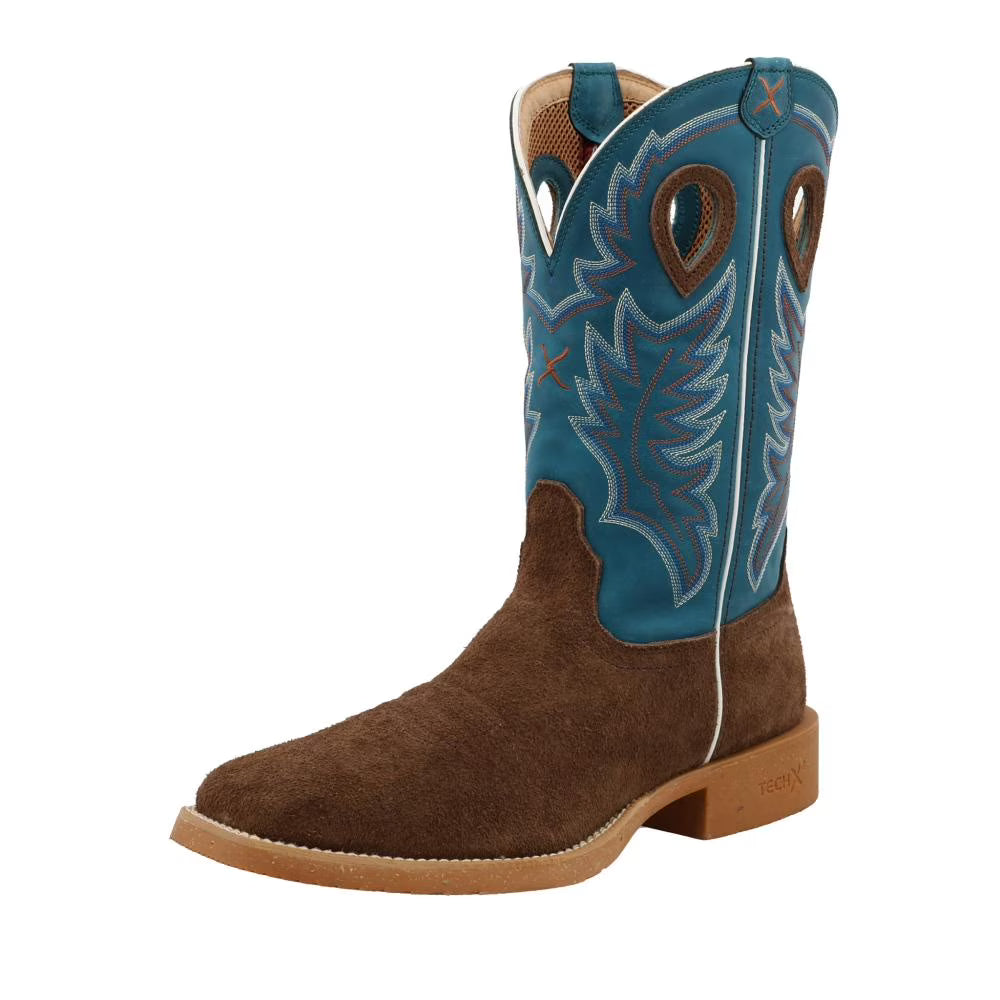 Chocolate Roughout 12in Square Toe Brown Work Boots W93599