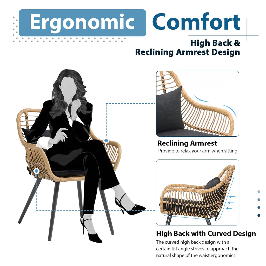 Wicker Outdoor Chairs Set of 2 with Cushions B7028