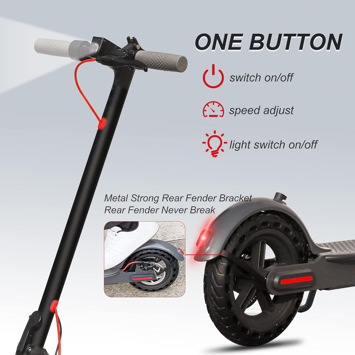 Electric Scooter, 350W Motor, 18 Miles Range, 8.5" Solid Tires B560377