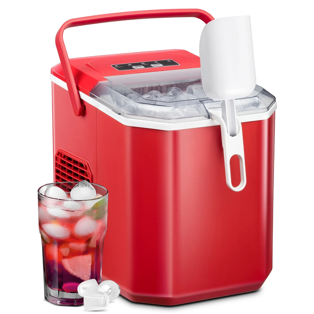 Countertop Portable Ice Maker Machine with Handle and Ice Scoop, Red Z549