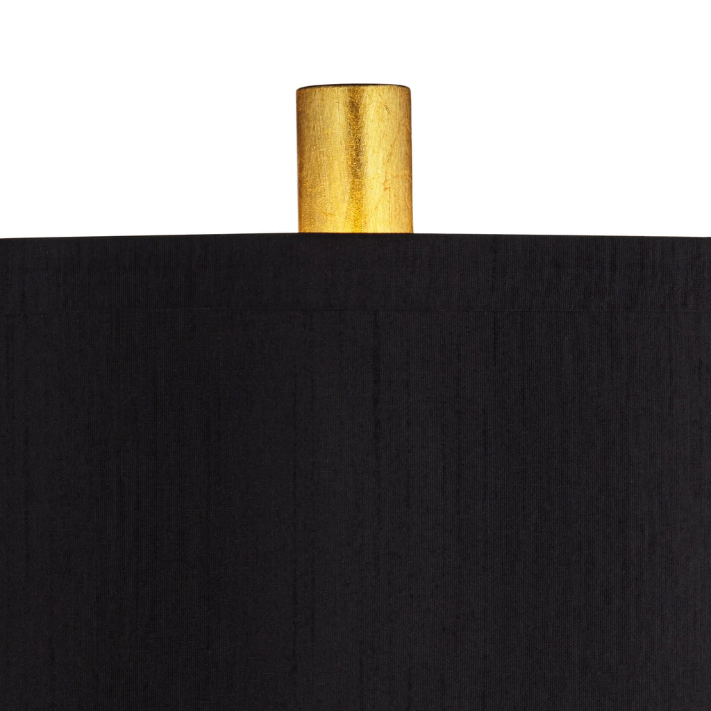 32" Tall Modern End Table Lamps Set of 2 Gold Leaf Black Shade Z658452