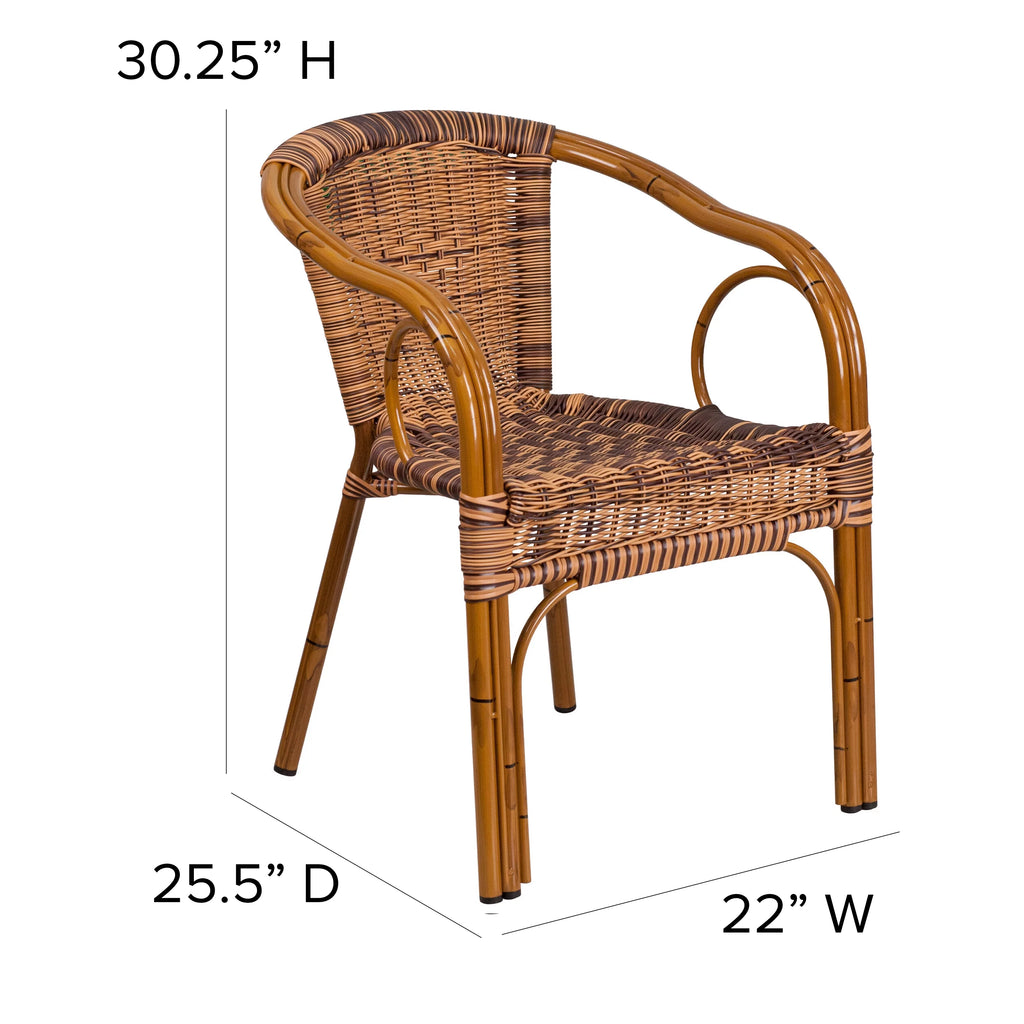 Brown Rattan Patio Chair with Dark Red Frame H7591