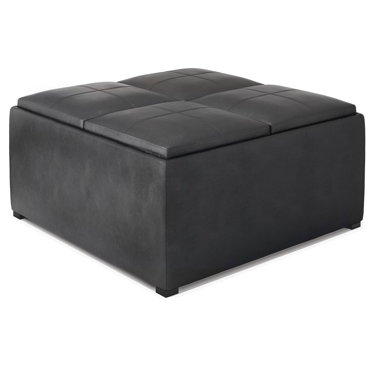 Distressed Black Square Table Ottoman M10605