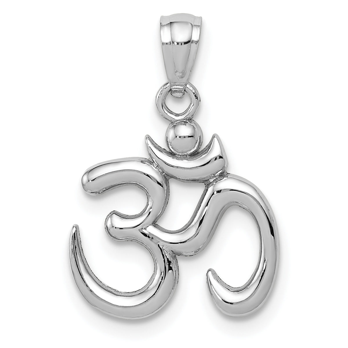 14K White Gold Om Symbol Pendant With 14K Yellow Gold Rope Chain 16" X25313